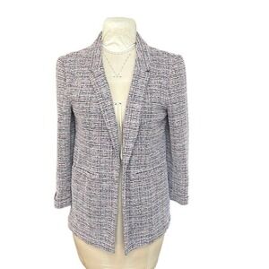 Nanette Lepore Metallic‎ Multicolor Tweed Blazer Womens Open Front Knit Jacket M